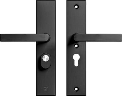 AXA Veiligheidsbeslag (Edge Plus) Zwart geslepen: Kruk-Kruk (model Blok) PC55 met kerntrekbeveiliging SKG***