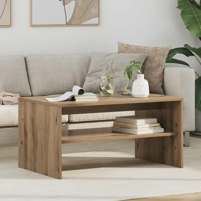 vidaXL - Salontafel - Artisan - Eiken - 80 - x - 50 - x - 40 - cm - Bewerkt - hout