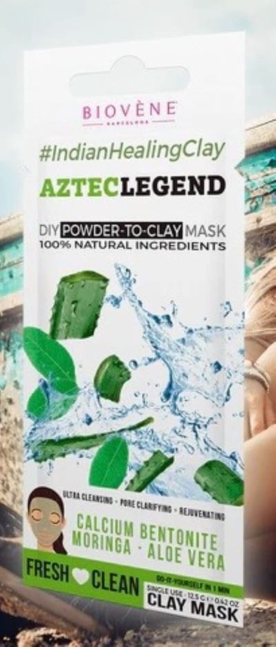 Biovene Barcelona - poeder tot klei masker - 100% natuurlijk - vegan - dierproefvrij - mix van aloe vera, Calcium Bentoniet, Moringa - 10 minuten mask