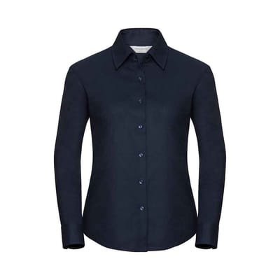 Russell Collection Dames/Dames Oxford Overhemd Met Lange Mouwen (Heldere marine)
