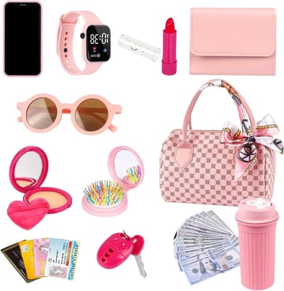 Speelhandtas met Accessoires - Kindertasje Rollenspel - Prinses Verkleden - Bevordert Creativiteit - 19 x 11 x 14 cm