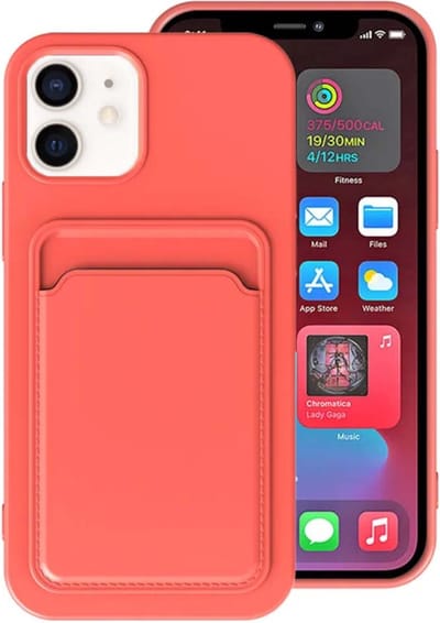 Smartphonica iPhone 11 siliconen hoesje met pashouder - Roze Rood geschikt voor iPhone 11