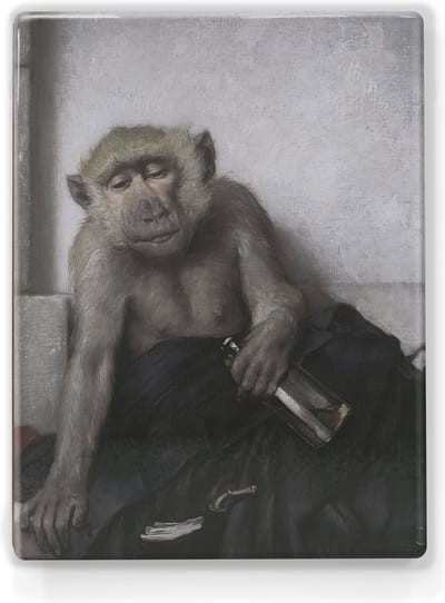 de geheelonthouder - Gabriel von Max - 19,5 x 26 cm - Niet van echt te onderscheiden schilderijtje op hout - Mooier dan een print op canvas - Laqueprint.
