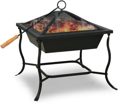 Vierkante piramide vuurplaats voor tuin - 45x45 cm met brandvonkenvanger en hoes