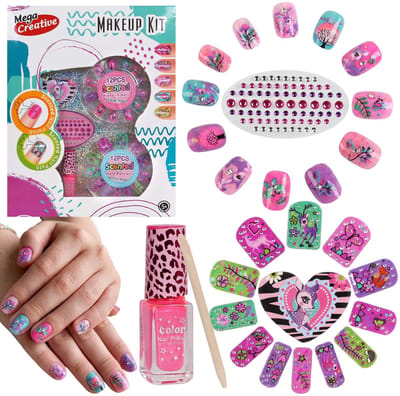 Manicureset voor meisjes, geurende nagellak voor kinderen, kunstnagels, nagellak + accessoires