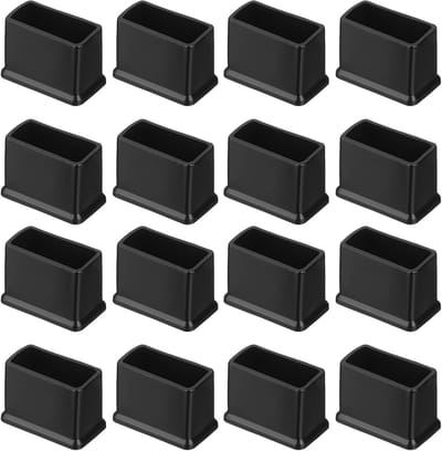 26-delige Vierkante PVC Stoelpootdoppen 30mm x 15mm Zwart - Meubelpootbeschermers voor Tafel, Bed en Kast - Vloerbescherming en Antislip Pads