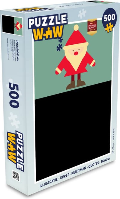 Puzzel Illustratie - Kerst - Kerstman - Quotes - Blauw - Vintage - Legpuzzel - Puzzel 500 stukjes - Kerst - Cadeau - Kerstcadeau voor mannen, vrouwen en kinderen