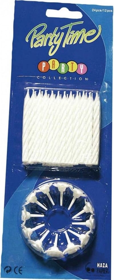 Haza Original Taartkaarsjes Met Houder 24 Stuks Wit