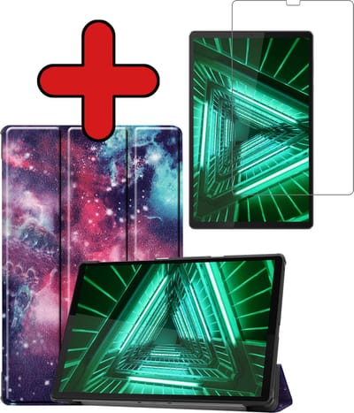 Hoesje - Geschikt voor Lenovo Tab M10 FHD Plus (2e / 2nd Generatie) - Met Screenprotector - Hardcover Book Case - Trifold Bookcase Hoes - Hard Cover - Tablethoes - Galaxy
