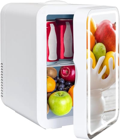 Core® Skincare Fridge - Mini Koelkast 8 Liter – Met Spiegel en Verlichting - Mini Fridge - Gearrangeerd- ‎14x 11x 10cm; 620 g