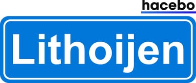 Hacebo - Plaatsnaam Sticker - 29x10 CM - Lithoijen sticker - Verkeersborden sticker - grappige cadeaus - Lithoijen
