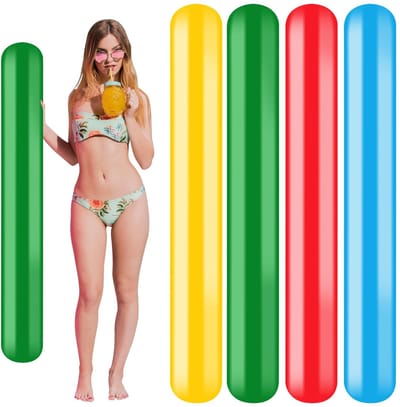 Dailygoods- Opblaasbare Zwemslangen 150 cm - Opblaasbare Noedels - Zwemhulpen - Waterparken - Scheurbestendig - Set van 4 Kleuren - Zwemnoedel