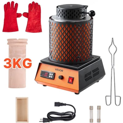Elektrische Smeltoven, 1350W Elektrische Smeltoven Kit, 2102/1150 Metaalsmeltmachine met 3kg Keramische Smeltkroes, Goudsmeltkit voor