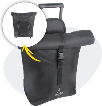 Voltano Fietstrolley Tas - Zwart - Fietstas en Trolley in 1 - 18-28 Liter - Koffer Fietstas - 100% Waterdicht