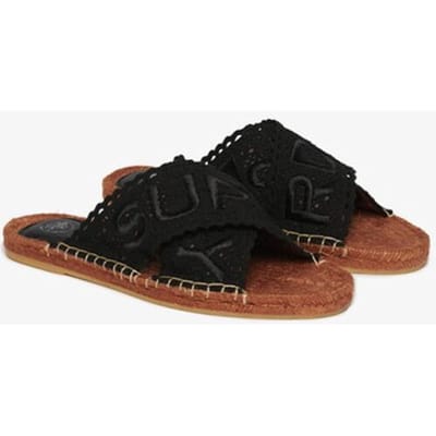 Superdry Espadrille Slippers met Gekruiste Bandjes Black Grootte: 40