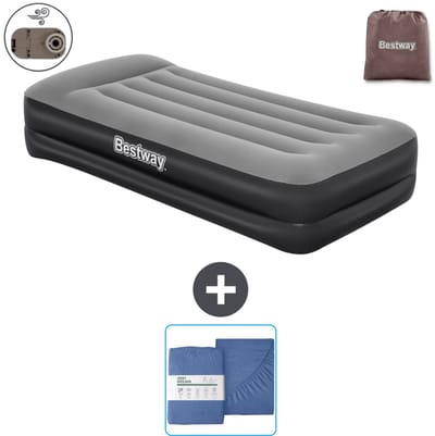 Bestway luchtbed - 1-Persoons - 97 x 191 x 46 cm - Grijs - Inclusief pomp en Hoeslaken