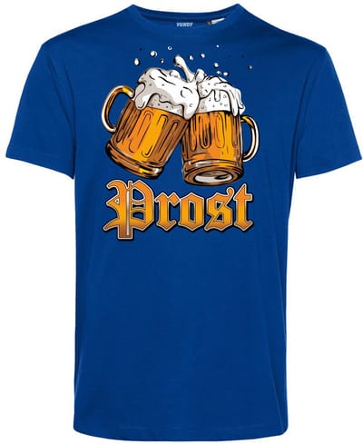 T-shirt Prost | Oktoberfest dames heren | Carnavalskleding heren dames | Foute party | Blauw | maat XS