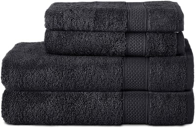 Komfortec Handdoekenset – Set van 4 - 2x Handdoek 50x100 cm en 2x Badhanddoek 70x140 cm - 100% Katoen - Zwart