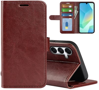 MobyDefend Hoesje - Geschikt voor Samsung Galaxy A17 - Wallet Book Case (Sluiting Achterkant) - Bruin