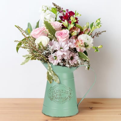 Unyqoos ® Charmante Rustieke Bloemenvaas van Gegalvaniseerd Metaal met Vintage Uitstraling voor Huis en Tuin