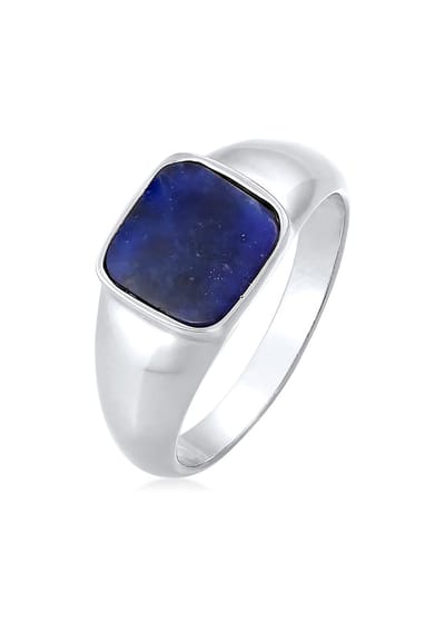 Elli PREMIUM - Ring - Dames zegelring Vierkant Klassiek met Sodaliet Edelsteen in 925 Sterling Zilver - Dames