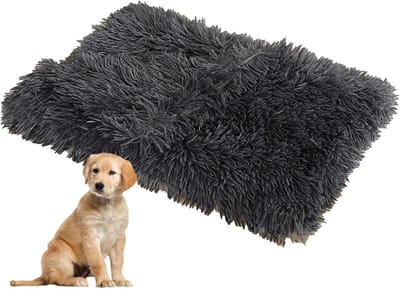 Fluffy Dikke Hondendeken Hondenkussen Kattendeken voor Bank Bed en Auto, Pluche Super Zacht Wasbaar in de Wasmachine, Geschikt voor Alle Seizoenen, Verhaart Niet, Donkergrijs 127x100 cm