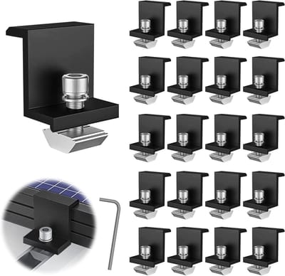20st Zonnepaneel Bevestigingen 30mm, Montageset, Geschikt voor Fotovoltaïsch Rail, Met Inbussleutel, Voor Dak & Muur