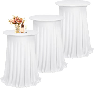 Statafelhoezen Spandex Stretch Tafelkleed - Witte Hoezen voor Bistrotafels Ø 80-85 cm
