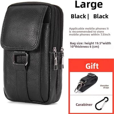 Heren Telefoon Heuptas Buiten Werk Borsttas PU Sigarettenetui Sleutelhanger Draagriem Rugzak Sport Wandelen Draagbare Schoudertas black
