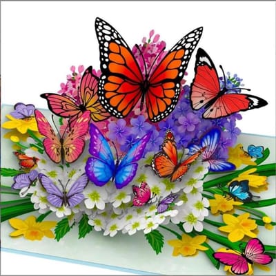 Dailygoods- Wenskaart 3D Pop-up Vlinder - Wenskaart Bedankkaart - Wenskaart Valentijnsdag - Wenskaart Lerarendag - Wenskaart Premium - Inclusief Lege Envelop - Pop-up Kaart