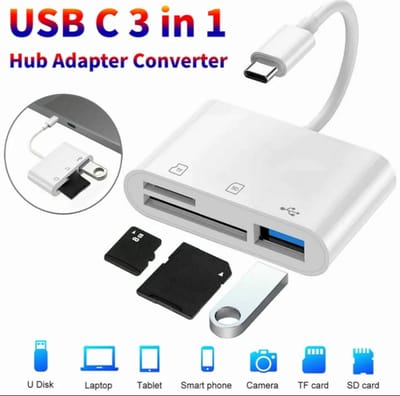 3 In 1 SD TF Kaartlezer - OTG Adapter - Gegevensoverdracht - USB-C - Smartphone - Android - Tablet - Laptop - USB 3.1 - Plug and Play - Foto's overzetten - Video's overzetten - Universele Compatibiliteit - Micro SD - SDHC - SDXC - USB 2.0