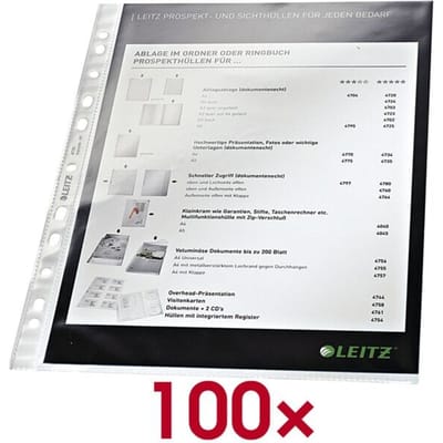 Leitz Showtassen - Din A4 - polypropyleen - 0.08 mm glas (helder) - 100 Stuks