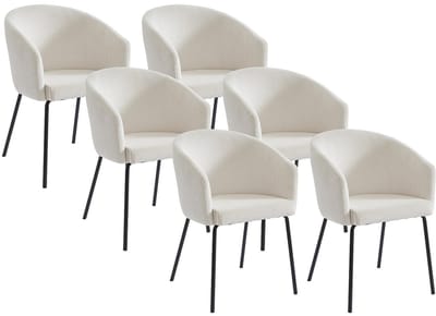 Vente-unique Set van 6 stoelen met armleuningen van ribfluweel en metaal - Crèmewit - MORONI van Pascal MORABITO