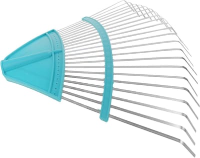 Gazonharkkop - Bladhark Tuinhark - Tuinonderhoud - Versterkte Stalen Tanden - 42 cm - Hemelsblauw