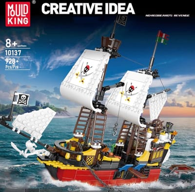 Mouldking 10137 - Pirateschip - Rood Baard Revenge - Bouwset - Boot - 928 onderdelen - Past op alle bekende merken - bouwpakket