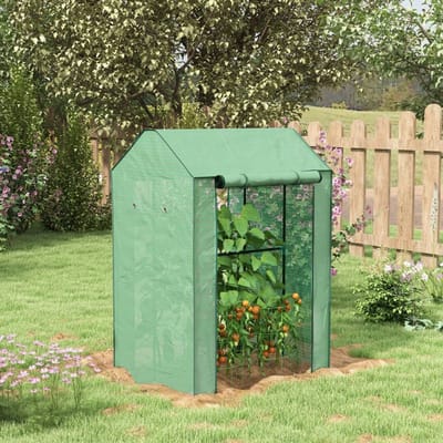 MODFU - Kweekkas - Twee Ruimtes En Twee Deuren - Met Ventilatieopeningen - Staal En PE - Groen - 100 x 80 x 150 cm
