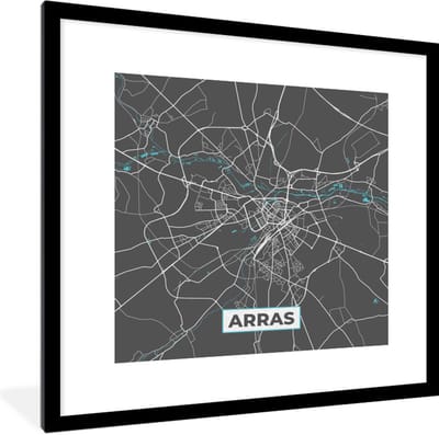 Fotolijst incl. Poster - Arras - Frankrijk - Plattegrond - Stadskaart - Kaart - 40x40 cm - Posterlijst