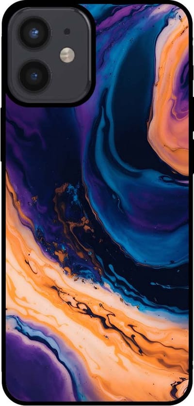 Smartphonica Telefoonhoesje voor iPhone 12 Mini marmer look - backcover marmer hoesje - Blauw geschikt voor iPhone 12 Mini