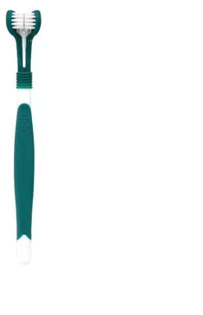 Driekoppige tandenborstel voor honden 17 cm, Donkergroen