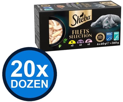20x Sheba - Filets Alu Saus Kip & Zalm Multipack (6x60g) - Kattenvoer Natvoer - 360 g
