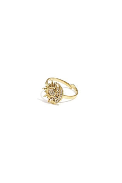 Verstelbare ring met steen in hart vorm en hart