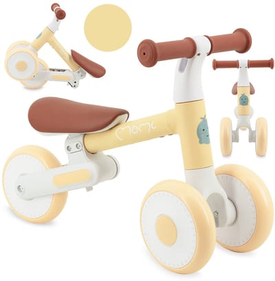 MoMi DEX Loopfiets - Opvouwbare Kinderfiets vanaf 1 Jaar - Lichtgewicht - Verstelbaar Zadel - Geel