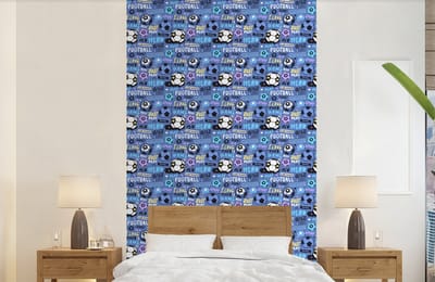 Behang - Fotobehang Patronen - Voetbal - Blauw - Jongens - Kinderen - Kids - Jongetje - Breedte 150 cm x hoogte 240 cm