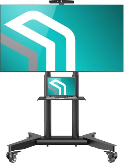 Mobiele TV Standaard op Wielen voor 32-75 Inch - Verstelbare Vloerstandaard tot 60 kg met Hoogte Verstelling en VESA Beugel