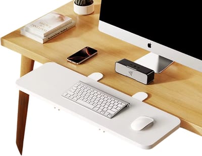 Opvouwbare Houten Bureauverlenging – Uitschuifbaar Toetsenbord Plateau & Muisplank – Ergonomische Bureau Extender voor Thuiswerk en Kantoor - Wit
