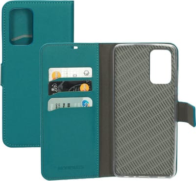 Mobiparts hoesje geschikt voor Samsung Galaxy A72/A72 5G - Saffiano Wallet/Portemonnee hoesje - Magneet Sluiting - 3 Opbergvakken - Turquoise