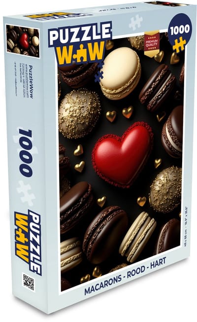 Puzzel Macarons - Rood - Hart - Legpuzzel - Puzzel 1000 stukjes volwassenen