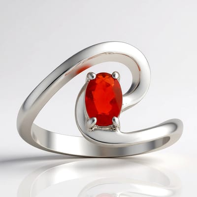 Cavill - Moderne Zilveren Ring - 925 Sterling Zilver Gerhodineerd - AAA Mexicaanse Vuur Opal Ovaal 0,247 ct - Luxe Zilveren Sieraden Dames