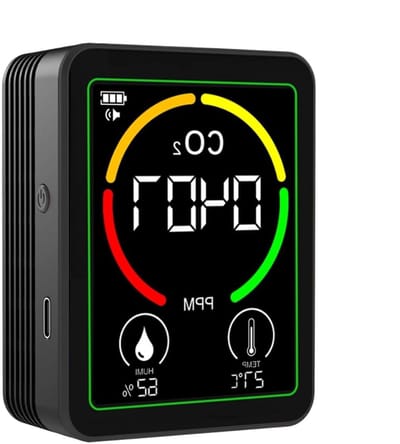 Luchtkwaliteitsmeter - Digitale Tester - Binnenklimaat Bewaken - Automatische Kalibratie - 9x7x3.5 cm - Wit