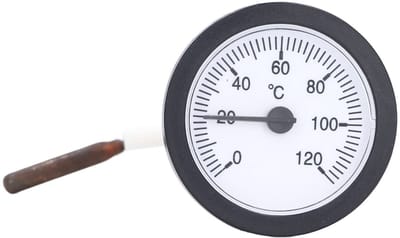Dailygoods- Thermometer 0-120°C - Wijzerplaat Thermometer - Koper - Temperatuurschaal 52mm - Keukengereedschap - Schaalverdeling - Wijzerplaatthermometer